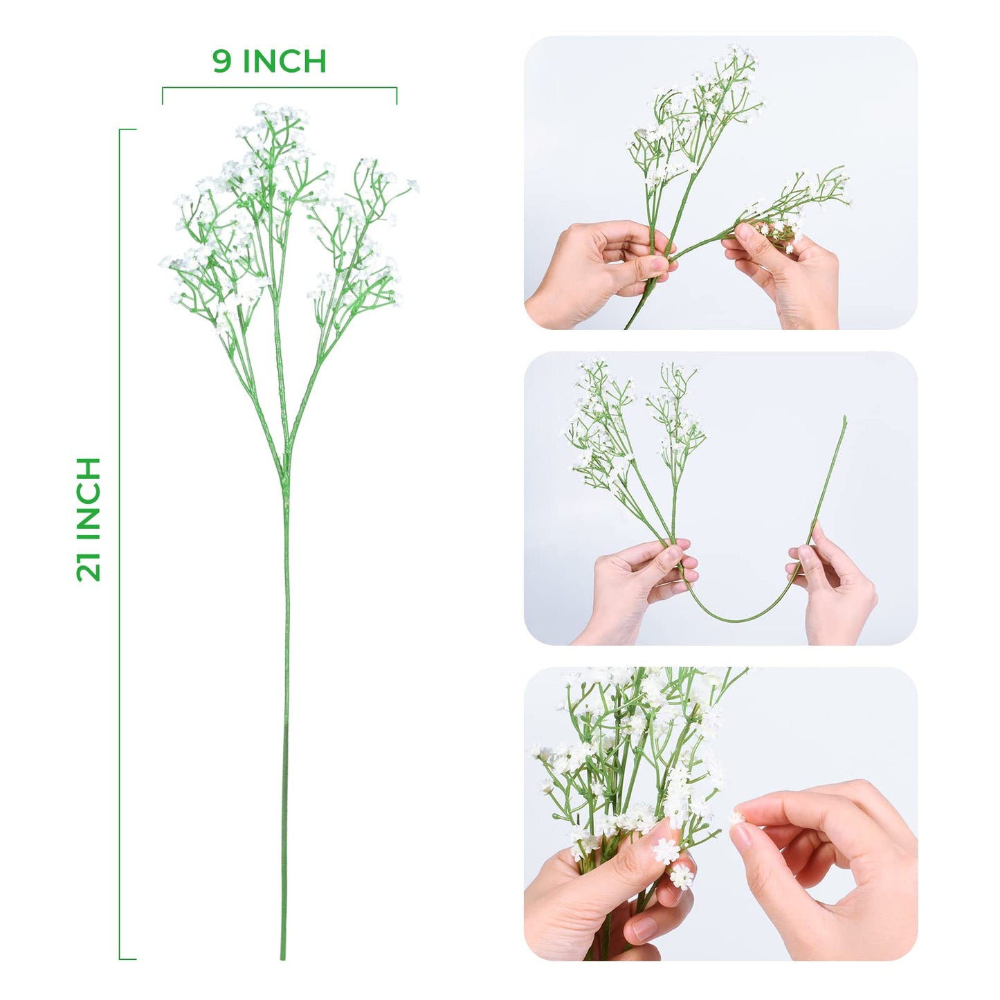 LYLYFAN Babys Breath Artificial Flowers,12 Pcs Gypsophila Faux Flowers for Wedding Party Home Garden Decoration
