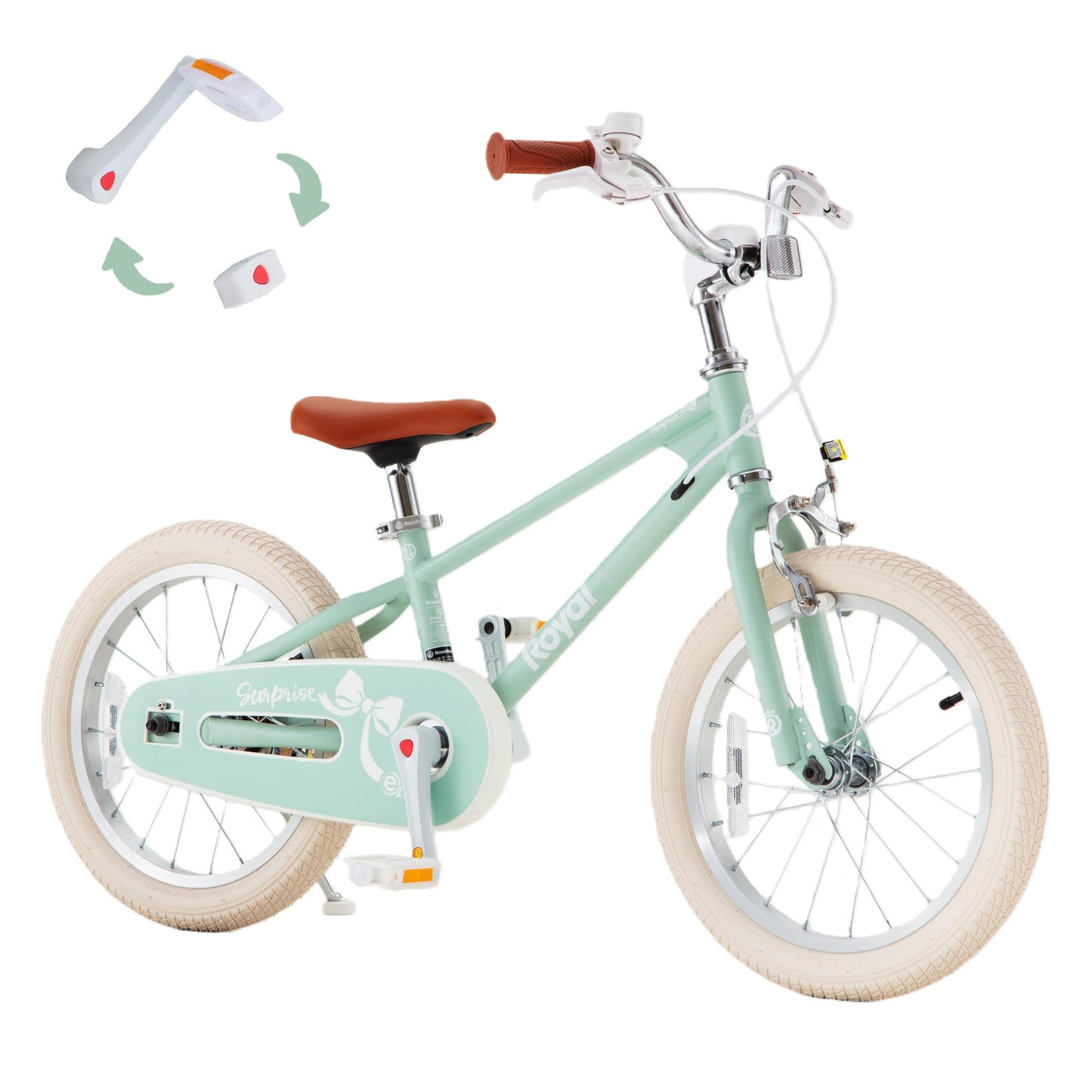 RoyalBaby EZ Kids Bike,16 Inch Convertible Balance to Pedal Bike for Boys & Girls,Beginner Bicycle for Ages 4-7 Years,Green