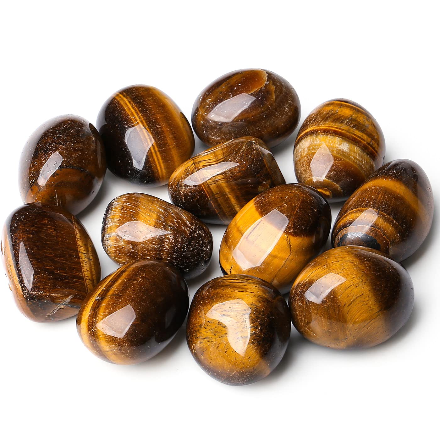 DUQGUHO Tiger Eye Healing Crystals Stones Set Natural Bulk Crystals Tumbled Polished Irregular Crystal Stones Bulk Rocks 0.45 lbs