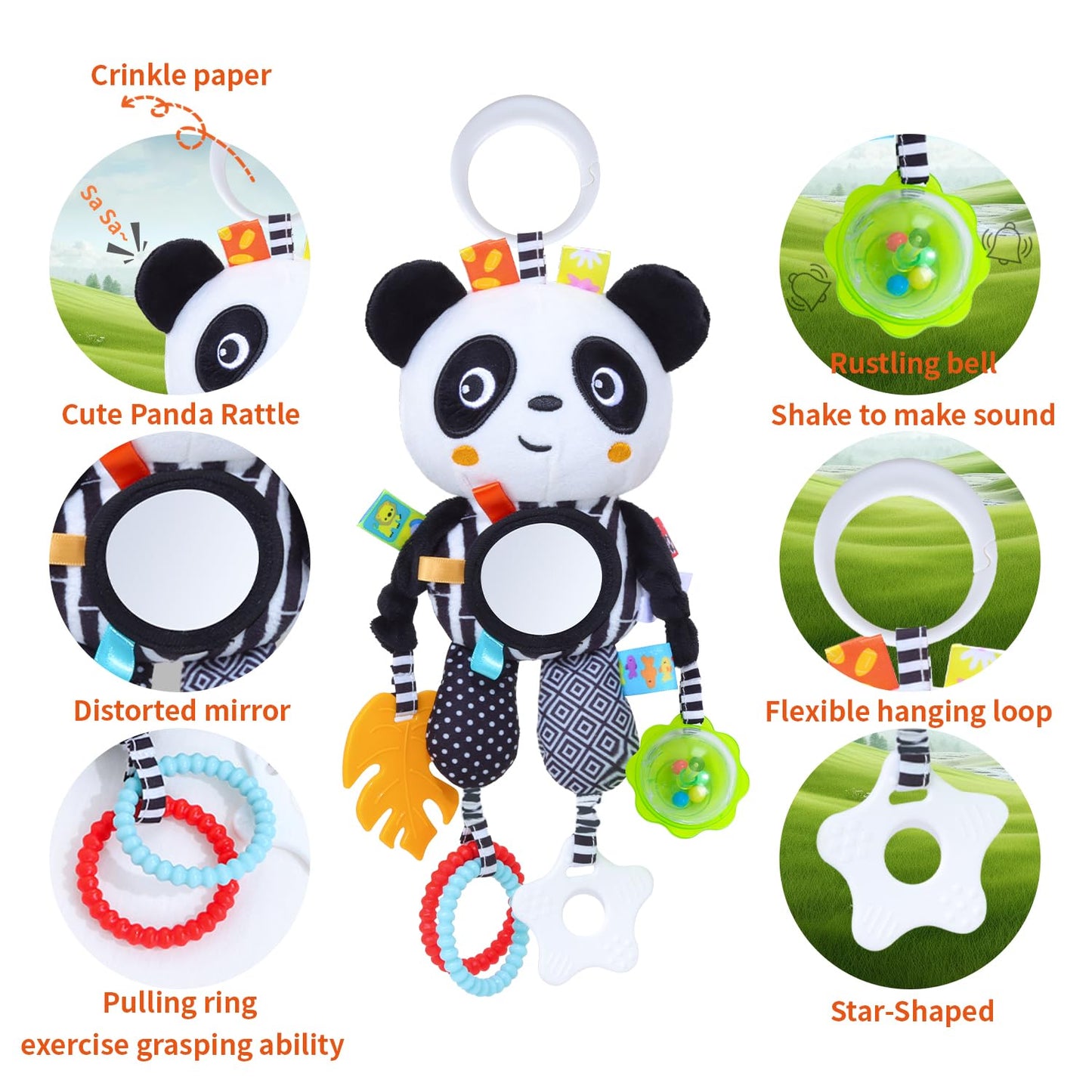 MokukuToys High Contrast Baby Toys,Black and White Hanging Toys,Animal Plush Hanging Toy,Car Seat Stroller Toys Gift for Newborn Boys and Girls 0 3 6 9 12 Months