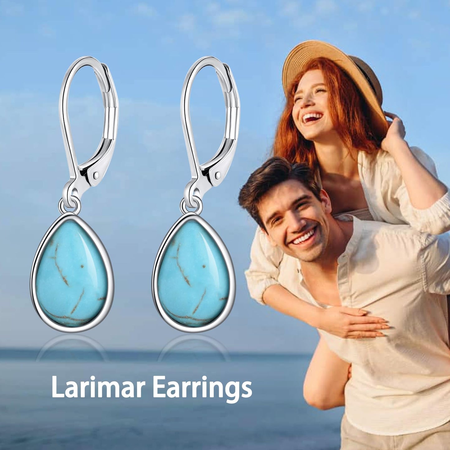 TALYKONG Turquoise Earrings for Women Dangle Leverback Earrings Turquoise Jewelry for Girls (turquoise), silver