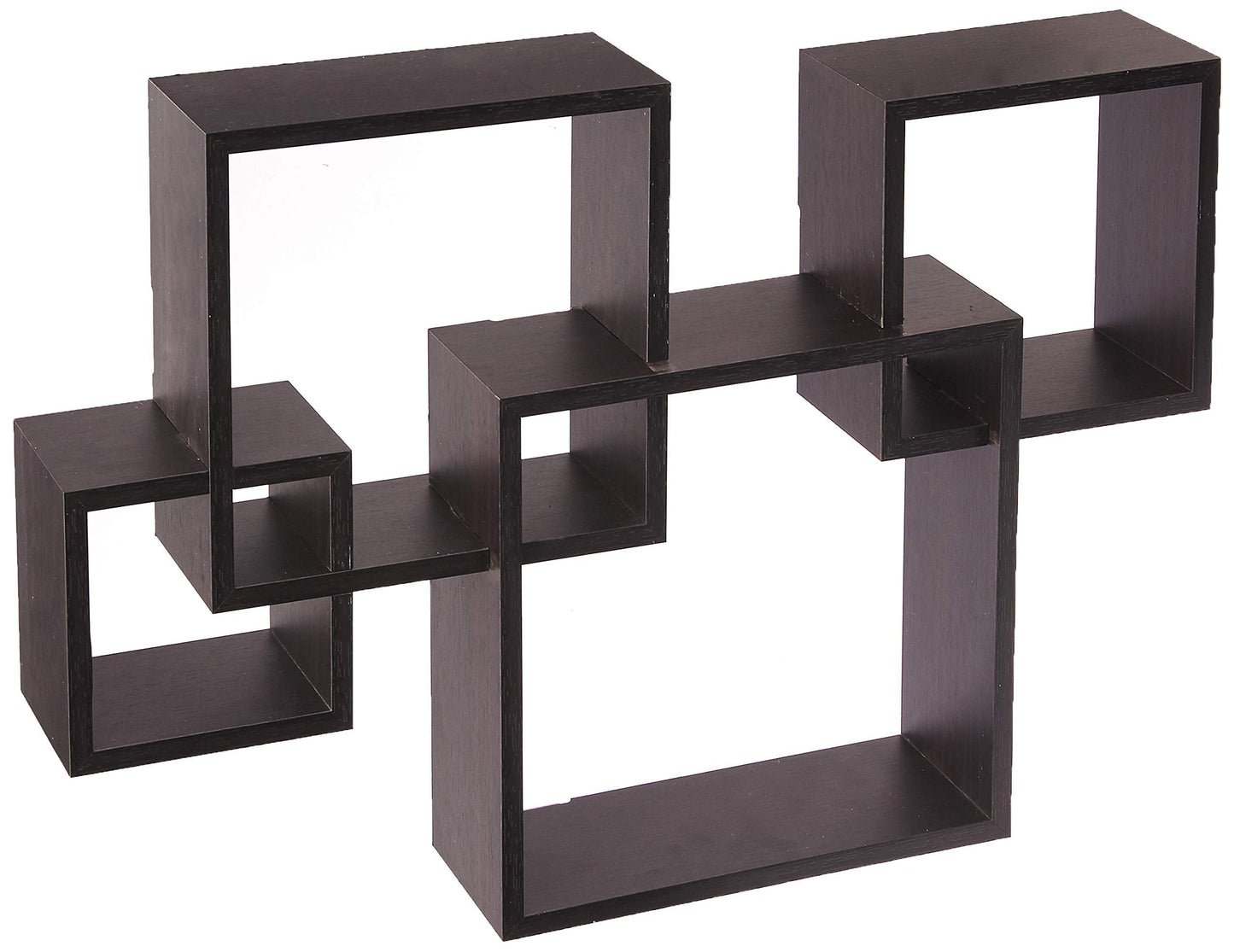 Greenco 4 Cube Intersecting, Easy-to-Assemble Floating Wall Mount Shelves for Bedrooms and Living Rooms - Walls Shelving for Living Room - Wall Mounted Shelves - Espresso Finish