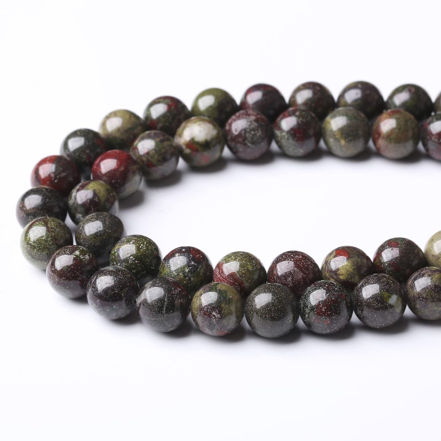 45PCS 8MM Natural Dragon Blood Stone Beads Round Loose Stone Beads for Jewelry Making DIY Energy Stone Healing Power Bracelet 15"