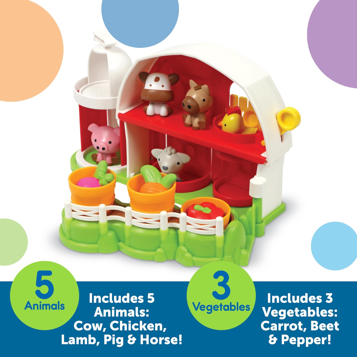 Learning Resources Peekaboo Learning Barnyard Playset - Farm Animal Toys, Montessori Toddler Toys, Imaginative and Fine Motor Skills, Counting Skills for Kids, Birthday Gifts for Boys and Girls