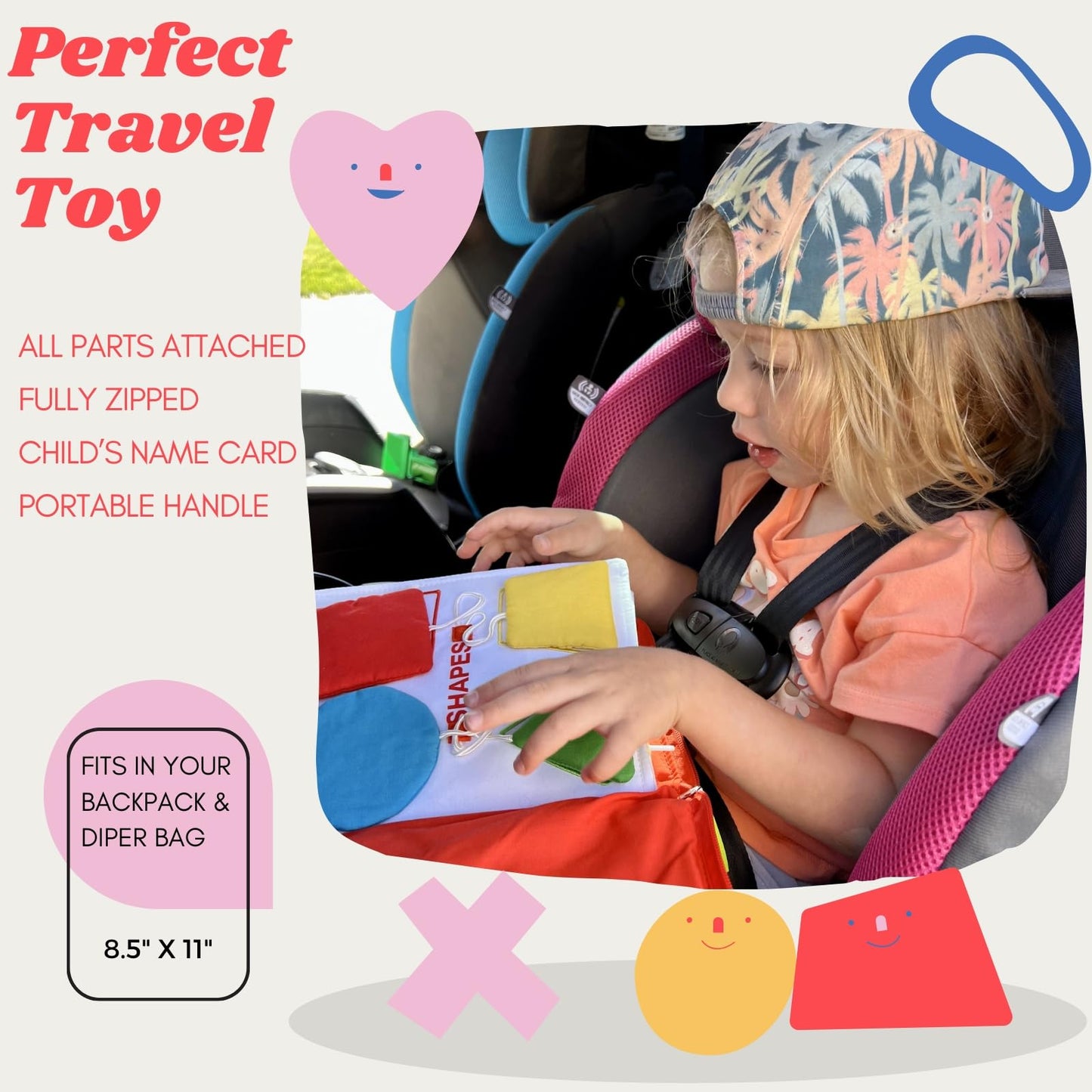 BAVY My Quiet Book - Toddler Travel Essential, Car Plane Activity Books, Montessori Busy Board Book, Airplane Toys for Toddlers 1-3, Gifts for 1 2 3 4 Year Old Girl, Birthday Gifts Toys Age 2-4