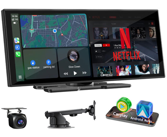 Upgraded 11" CarPlay Screen for Car, Built-in Net-Flix/YouTube/TikTok and Other Apps (No Mirroring Needed), Wireless Car Stereo for Apple Carplay & Android Auto with HD Backup Camera,OTA Updates