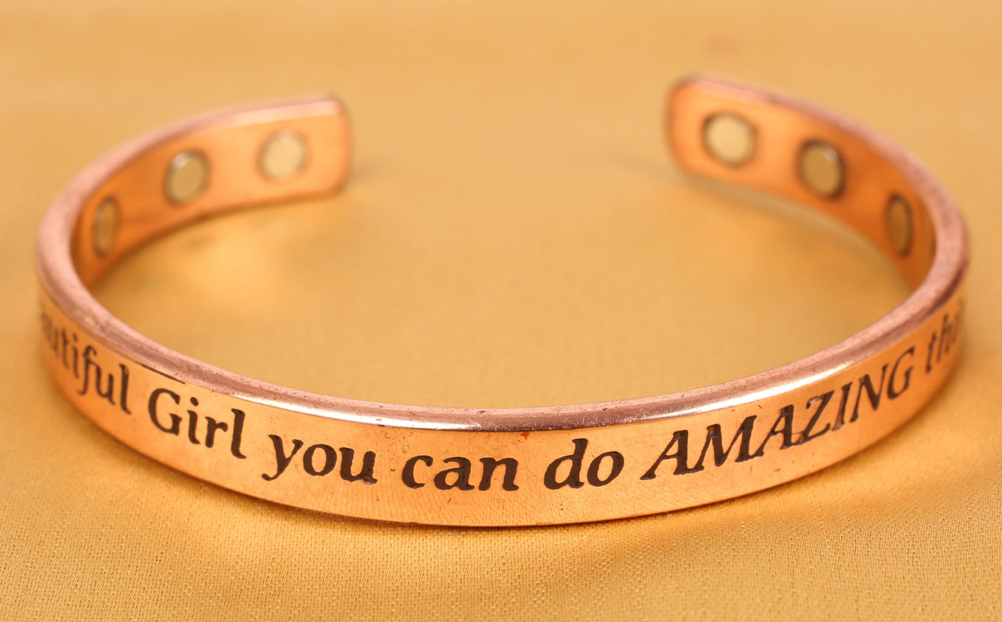 Touchstone Inspirational Copper Engraved Magnetic Bracelets for Women-Personalized Jewelry Gifts for Best Friend/Mom/Daughter/Sister- In a Gift Box Beautiful Girl You Can Do Amazing Things