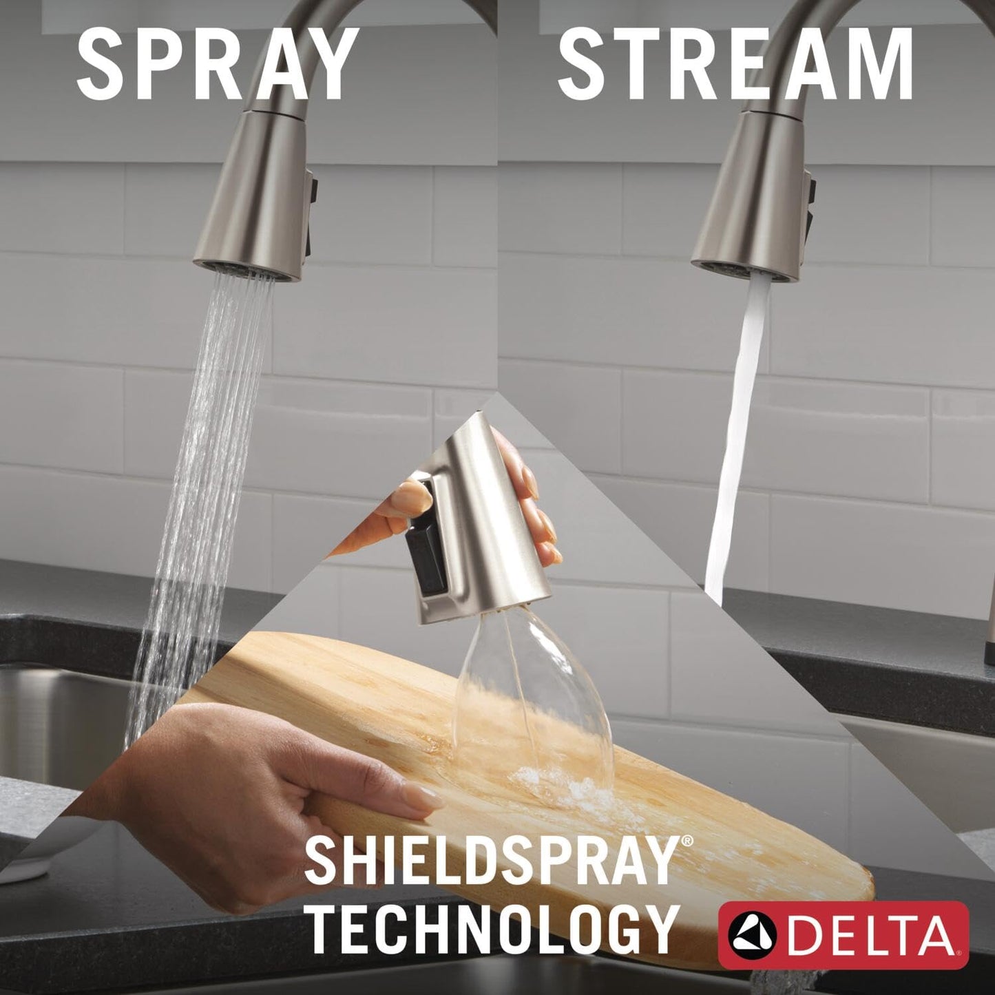 Delta Lenta Touchless Kitchen Faucet with Touch Technology, Brushed Nickel Kitchen Sink Faucet with Pull Down Sprayer, Single Hole, SpotShield 19802TLZ-SP-DST