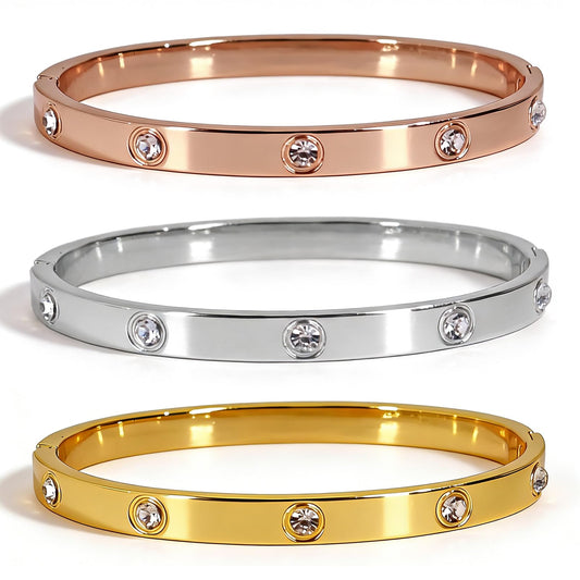 3PCS Gold/Silver/Rose Gold Love Bangle Bracelet Set for Women, Palace Multi-style Light Luxury, Zinc Alloy with Cubic Zirconia, Stackable, Ideal Gift for Birthday Christmas Valentine's Day Mother's Day