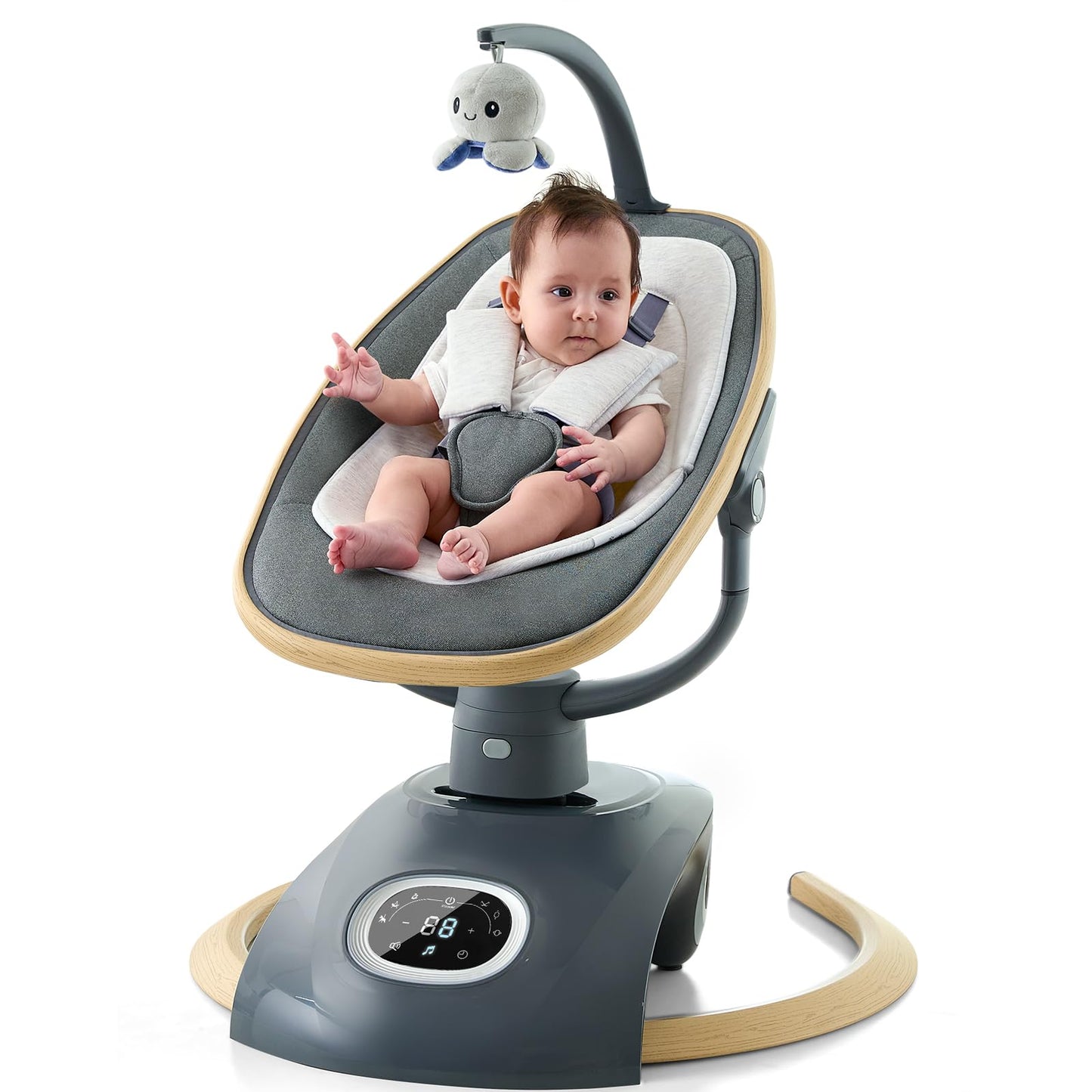 VaVaSoo Electric Baby Swing Newborn for Infants Mamroo with 5 Speeds, Multi Motion 3D Baby Rocker for Girl Boy Swingset Indoor with 13 Melodies Music, Remote Control, Dark Gray