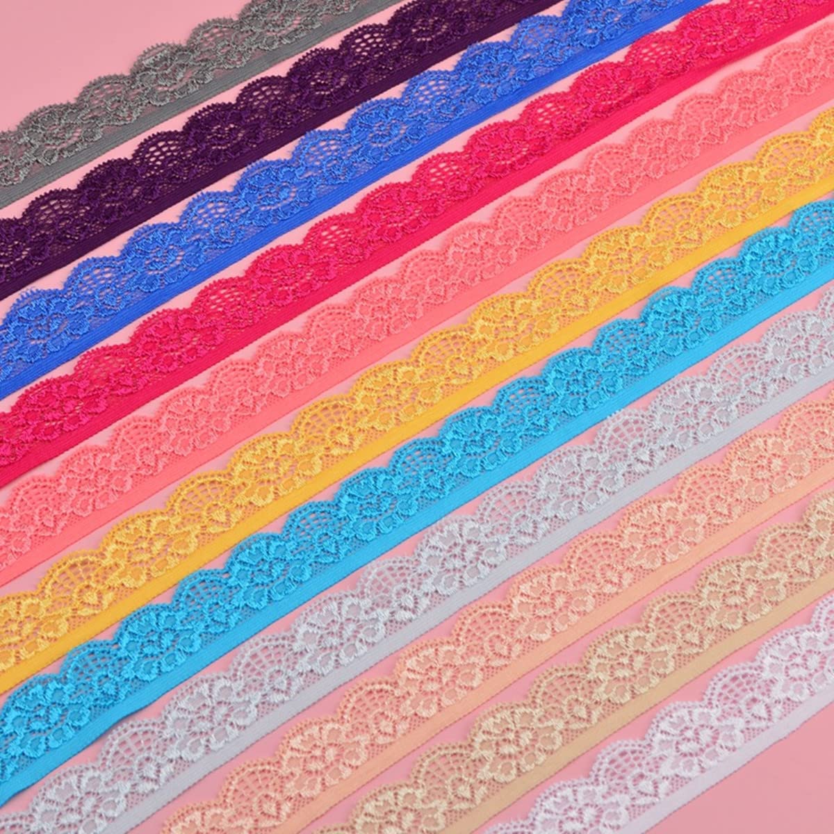 20 Yards 1inch Wide Stretchy Lace Trim 1inch Wide Embroidered Floral Lace Fabric Scalloped Edge Ribbon for Bra Lingerie Underwear Sewing Craft (Beige)