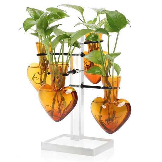 YYHglass Clear Plants Propagation Stations Terrarium Kit Birthday Gift for Women for Indoor Home Office Decor Acrylic Plant Accessories - 4 Love Hear Vase