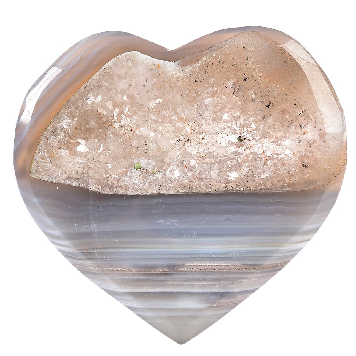 JIC Gem Large Heart Crystal Agate Geode Druzy Palm Worry Stone Reiki Crystals and Healing Stones 3.1-3.5"(80-90mm)