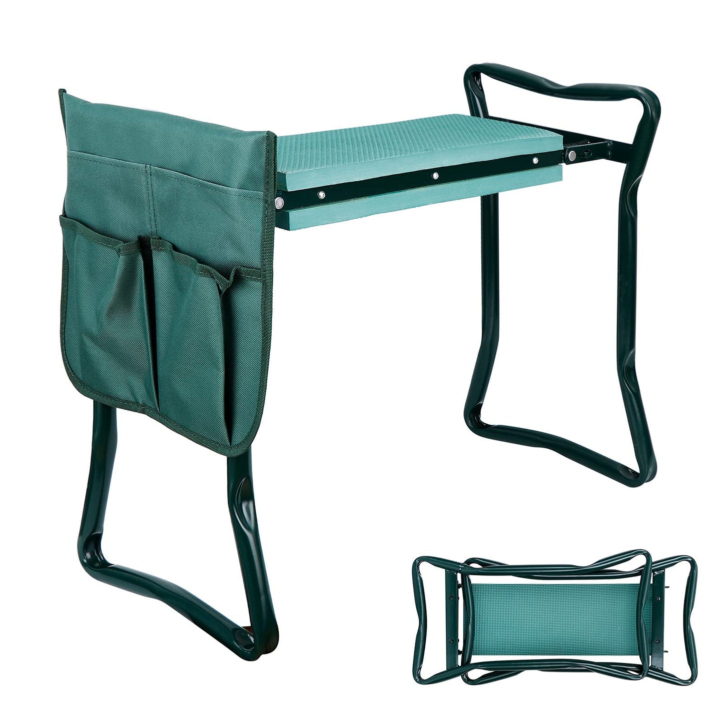 SUPER DEAL Folding Garden Kneeler and Seat with Free Tool Pouches - EVA Foam Pad Protects Your Knees - Sturdy and Lightweight, Gardening Gifts for Women Men