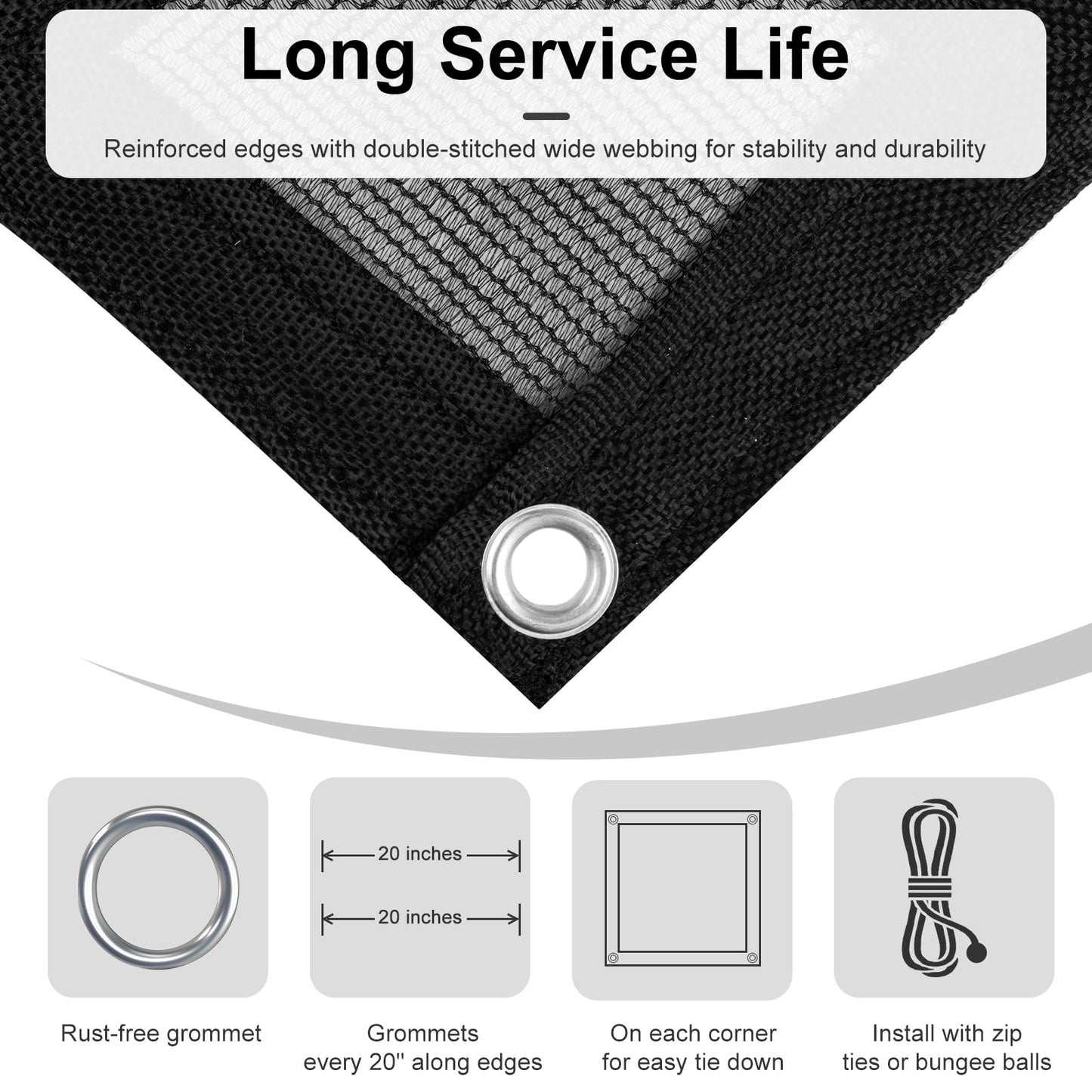 LOVE STORY 8x8FT Shade Cloth for Plant Heavy Duty Knitted Mesh Tarp with Grommets Screen Mesh Netting for Garden Patio Porch Pools Greenhouse Dump Truck