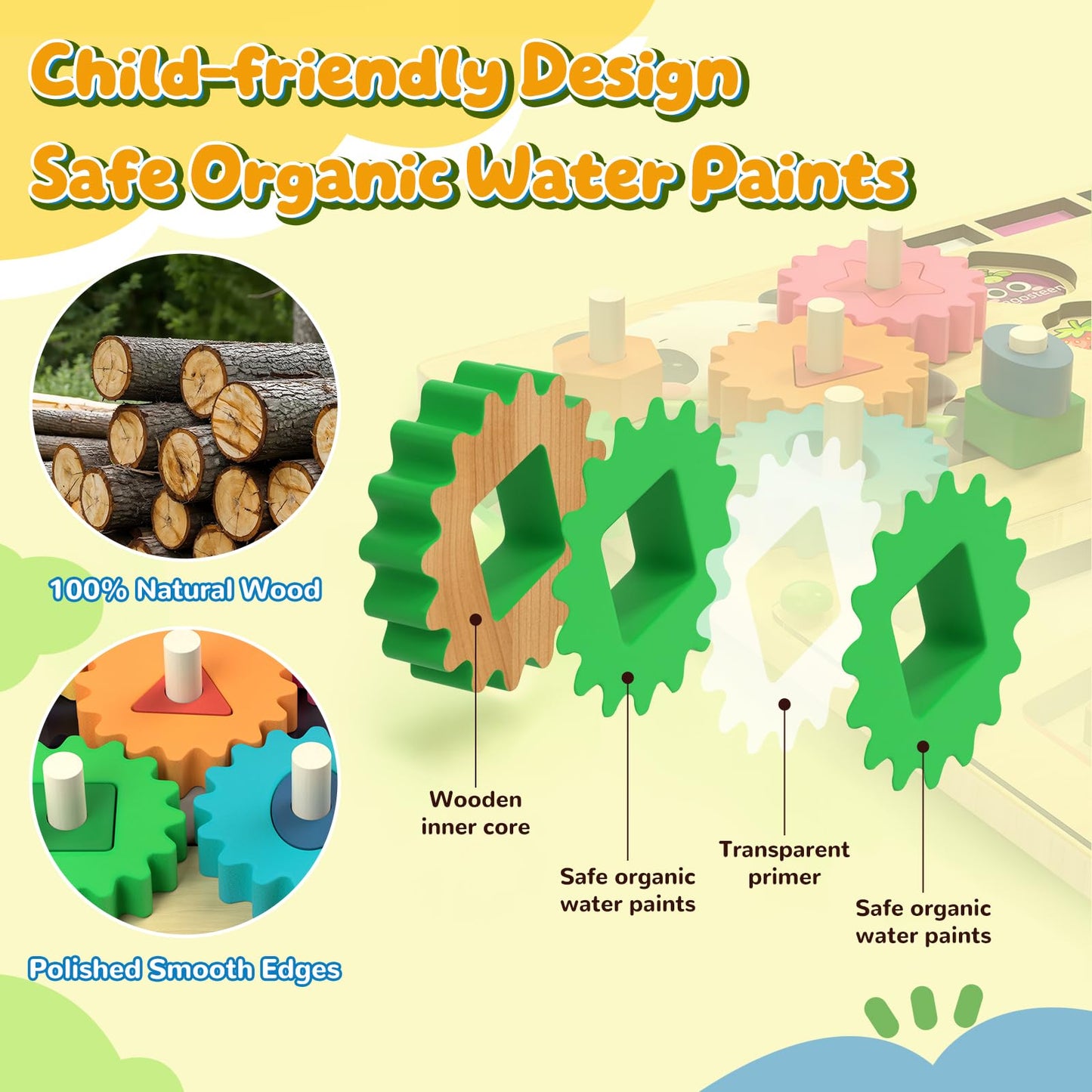 AOSITE Montessori Toy Wooden Board for Toddlers Hair Gems for Girls