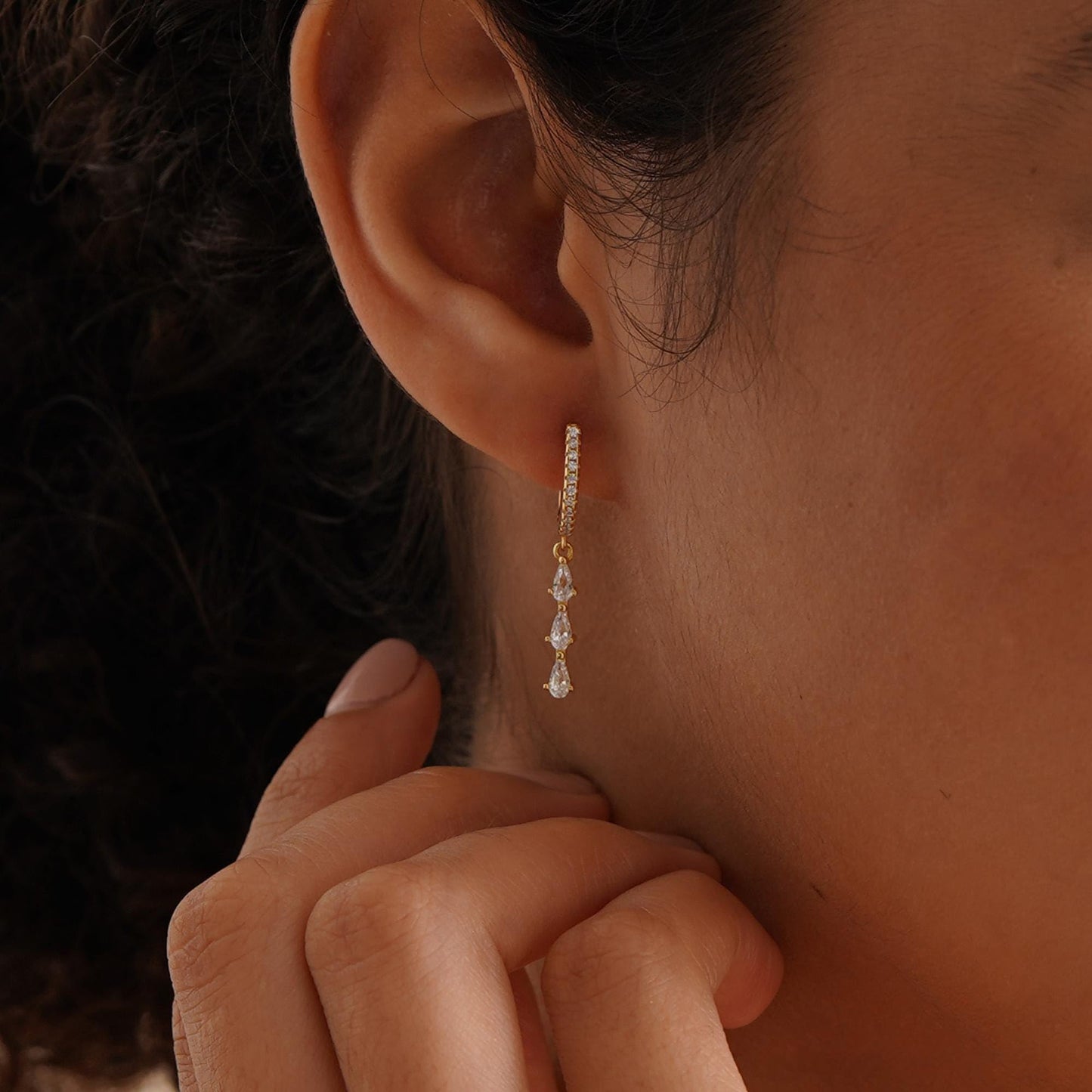 Treasure Bender Gold Hoop Earrings for Women 14k Gold Plated Diamond Huggie Earrings Hypoallergenic Cubic Zirconia CZ Drop Dangle Earrings Dainty Statement Earring Jewelry for Women Trendy Gift
