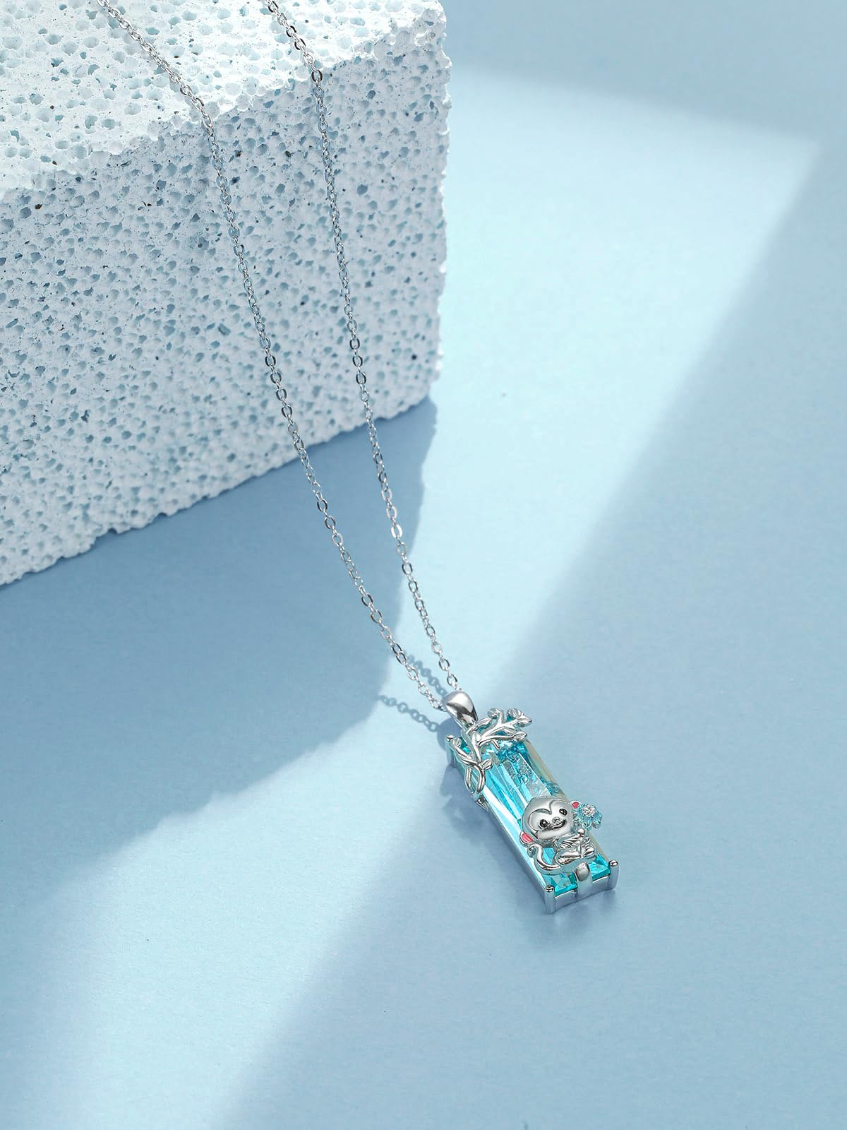 AENEAS Prime 2025 Monkey Necklace Pendant Women 925 Sterling Silver Cute Monkey Necklace Blue Crystal Jewelry Gifts for Women Wife Daughter