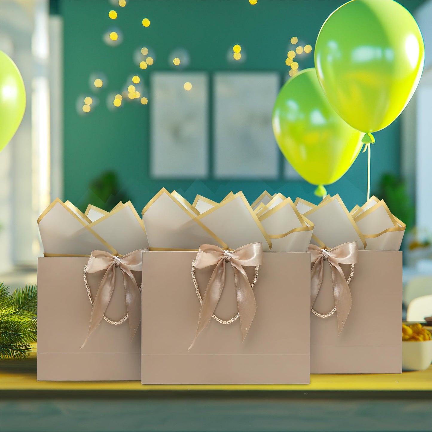 KeerxunBag The comes with 12 champagne-colored gift bags, including 24 jelly papers, 12 thank-you cards and 12 ribbons, making it the perfect choice for weddings, anniversaries and special events