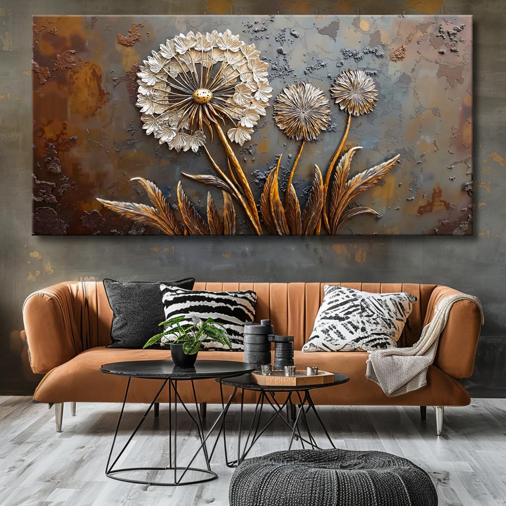 Large White Flower Wall Art with Taupe Background Elegant Flower Framed Floral Canvas Print for Living Room, Bedroom, Dining Room, Home Office Modern Ready to Hang Home Decor - 30"x60"