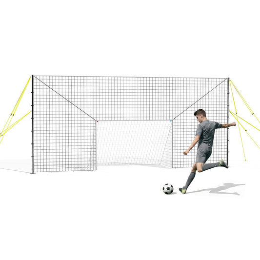 3-in-1 Soccer Goal with Rebounder & Backstop Net, Soccer Training Equipment for Backyard, Soccer Rebounder for Shooting, Passing & Ball Control, Kids & Youth (Standard)