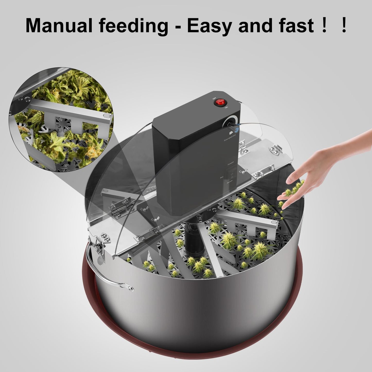 MELONFARM 16 Inch Pot-Style Electric Bud Leaf Trimmer Machine, Hydroponic Dry/Wet Trimming Reaper Bowl with Sharp Stainless Steel Blade, Automatic Spin Cutting, for Plant Bud and Flower