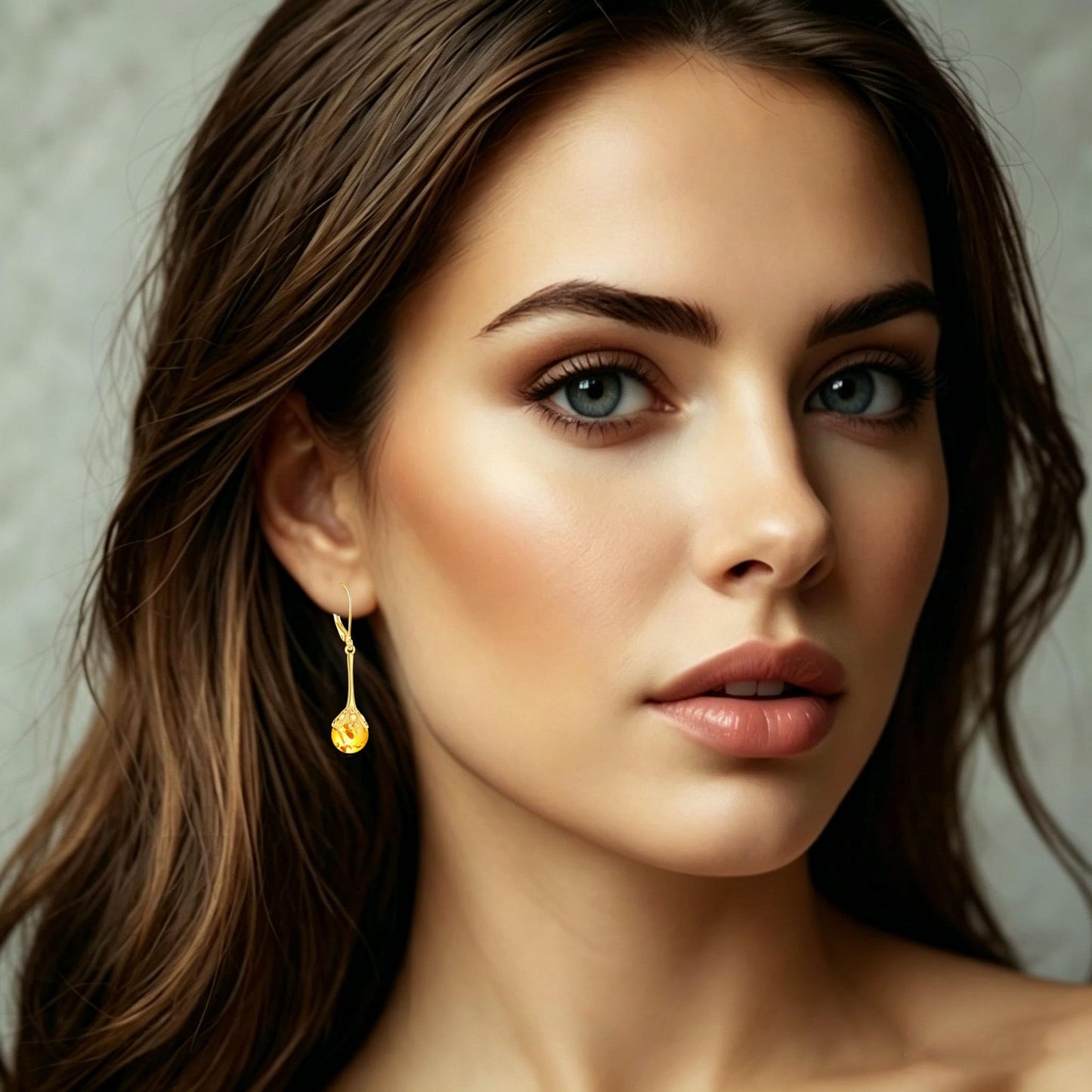 TIGER RIDER Amber Earrings for Women 925 Sterling Silver Gold Filigree Dangle Earrings Amber Jewelry Gift for Mom Wife