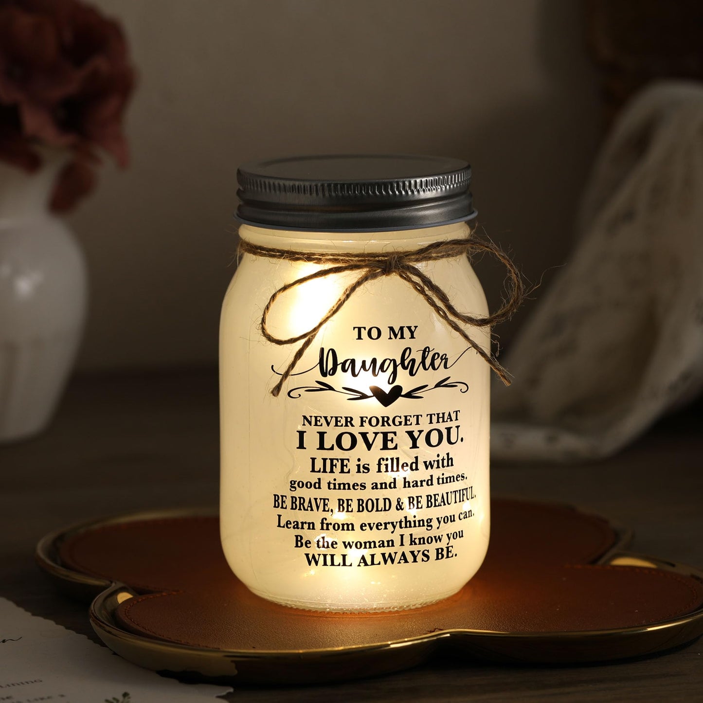 Daughter Gifts from Mom - to My Daughter Mason Jar Night Lights, Daughters Birthday Gifts from Mom and Dad, Wedding Gift Graduation Gift for Daughters