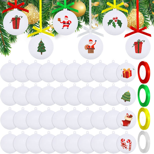 50 Pieces White Acrylic Christmas Ornaments Blanks 3.15 Inch Round Unfinished Acrylic Christmas Ornaments for DIY Crafts Projects for Tree Decoration Xmas Party Decorations