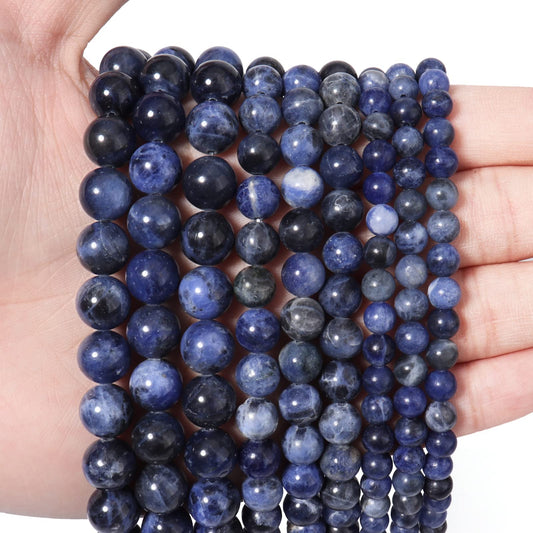 45pcs 8mm Natural Stone Beads Blue Sodalite Beads Energy Crystal Healing Power Gemstone for Jewelry Making, DIY Bracelet Necklace