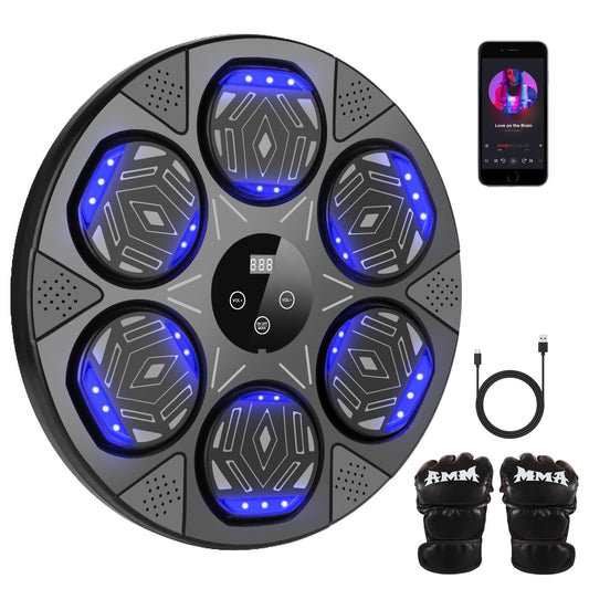 Stomonster Music Boxing Machine, Smart Bluetooth Boxing Equipmen with Gloves, Boxing Machine Wall Mounted Music for Kids Adult, Boxing Target Workout Equipment for Home, Office, Gym (Black)
