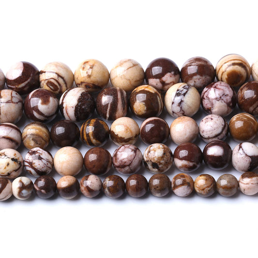 4mm 90pcs Natural Stone Beads Australia Zebra Gemstone Round Loose Beads for Jewelry Making DIY Bracelet Crystal Energy Healing Power Stone (4mm, Australian Zebra Jasper)