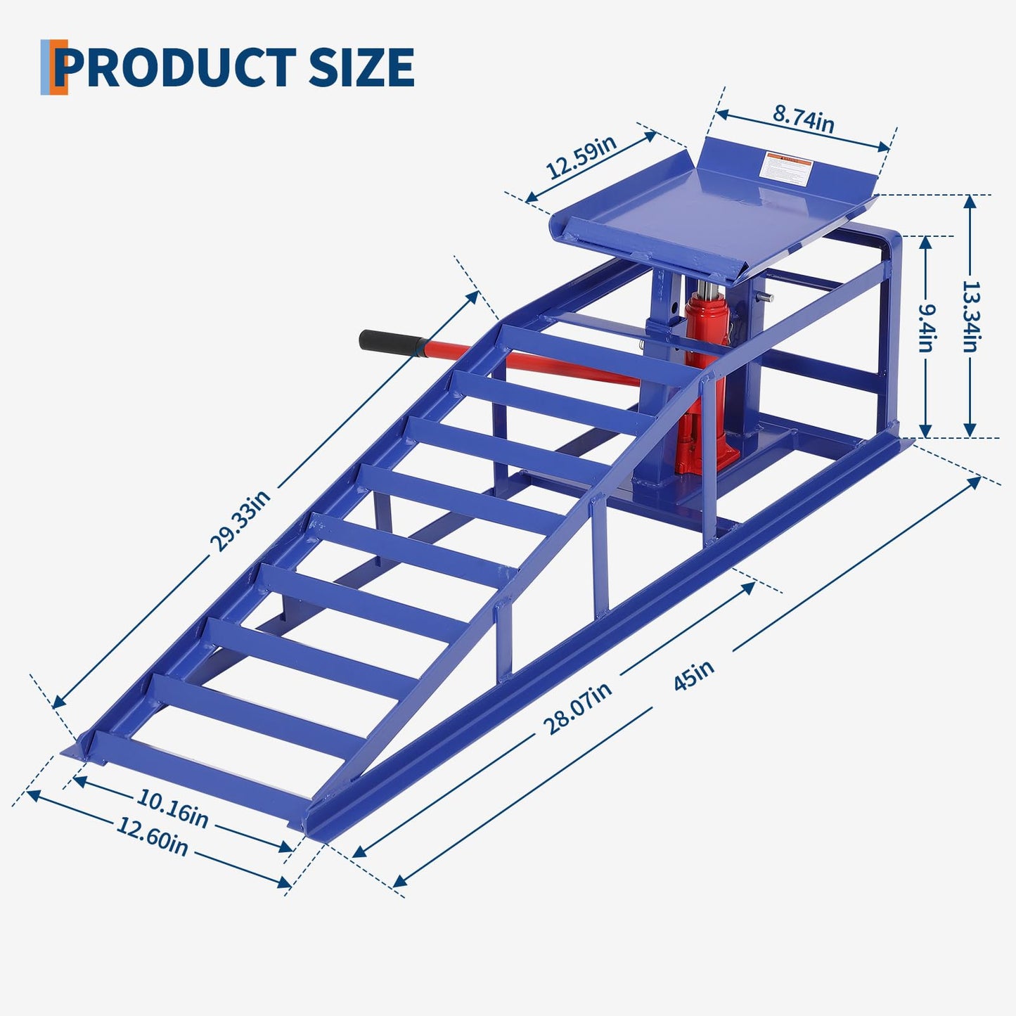 2-Pack Heavy Duty 5 Ton (11000 LBS) Hydraulic Car Ramps, High Lift 13.3" Truck Ramps with Safety Lock Pins, Auto Lift for Oil Change, Home Garage & Vehicle Repair, Blue