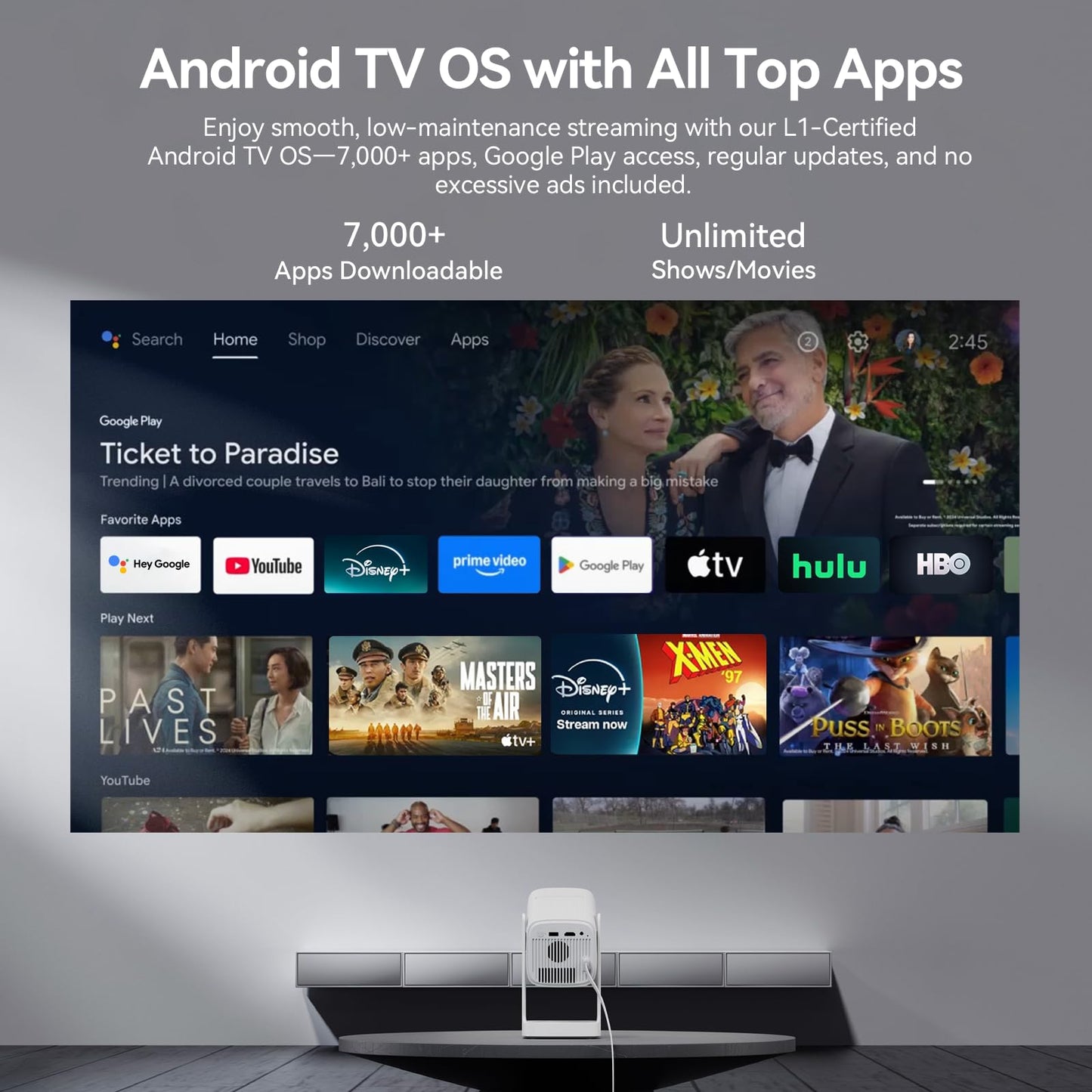 Wanbo Cube 1 Smart Projector with WiFi and Bluetooth, Android TV OS, Google Voice Assistant, 360°Adjustable Home Projectors, 1080P Support, Auto Keystone, Movie Portable Outdoor Projector, Dark Green