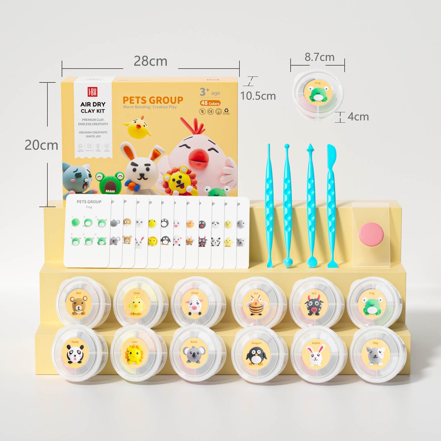 Air Dry Clay Kit - Modeling Clay for Kids mit Sculpting Tools und Tutorial, Ultra Light & Soft, Safe & Non-Toxic, DIY Model Magic Clay 12 Cans 48 Colors, Creative Art Crafts Toys Gifts for Girls Boys