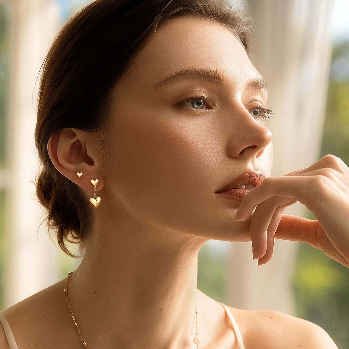 Best Valentine Gifts Heart Earring Sets for Women, Gold Heart Dangle Stud Hoop Earring Set for Multiple Piercing, Valentines Day Earrings, Valentine Jewelry Gifts for Wife Mom Girlfriend Friend