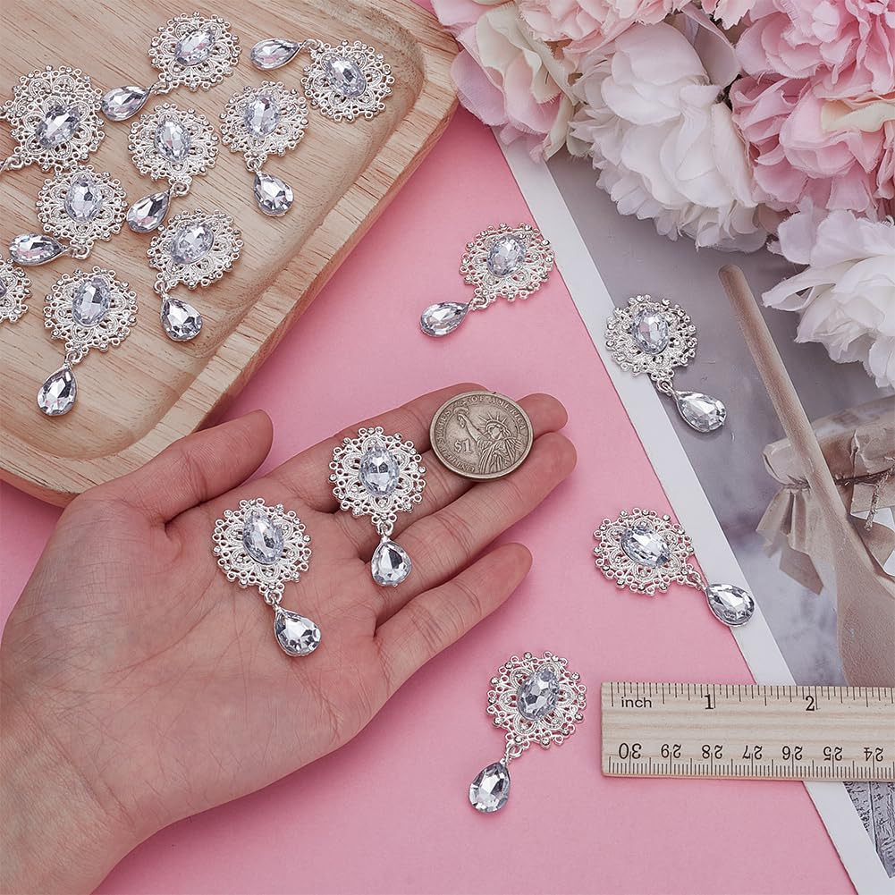 FINGERINSPIRE 16 Pcs Crystal Rhinestone Marquise for Brooches Making 1x1.89inch Crystal Color Teardrop Shape Alloy Rhinestone Embellishment for Brooch DIY Flower Brooch Pin Set for Women Lady-No Pin