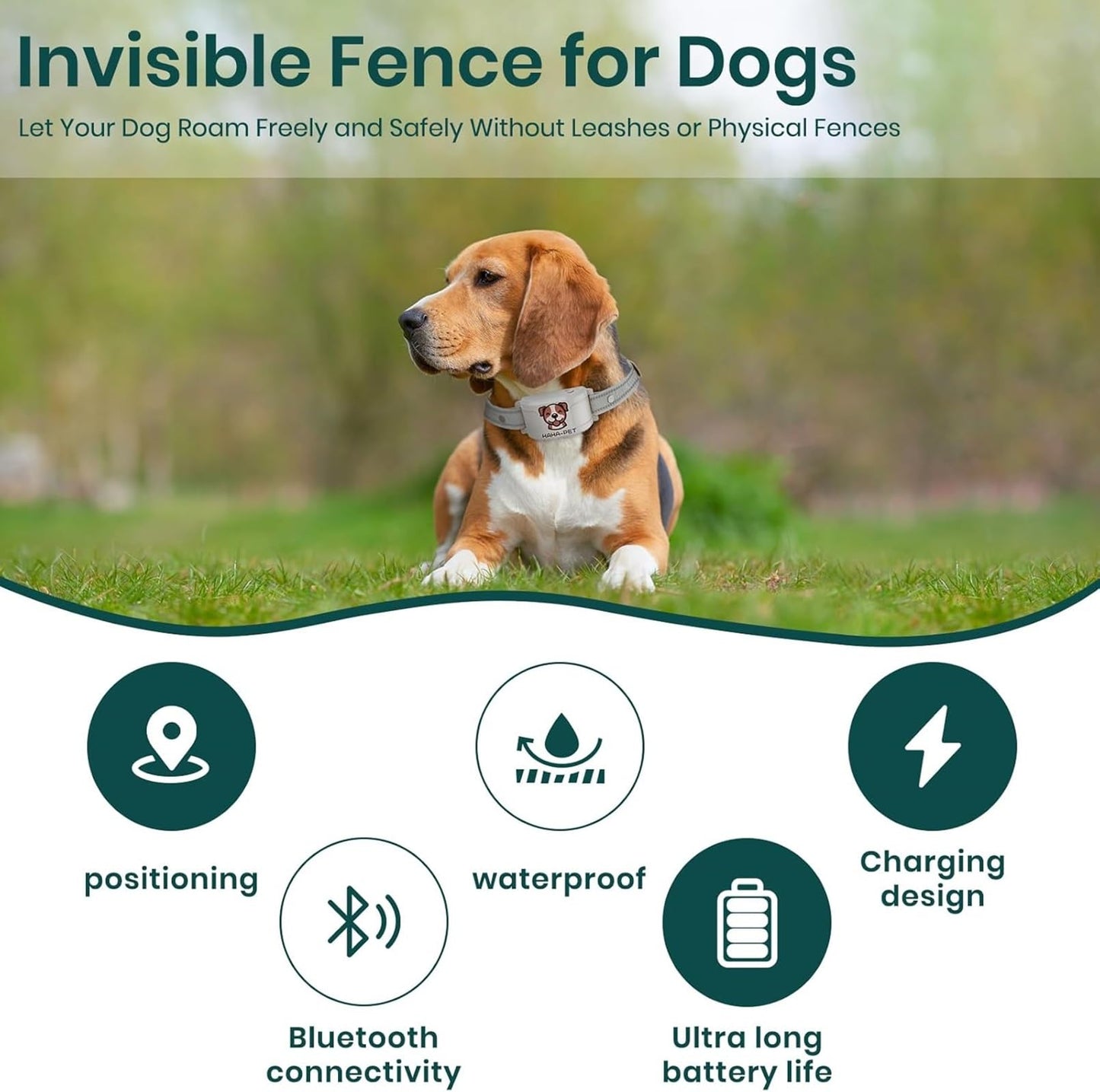WEUYUY GPS Wireless Dog Fence & Training Collar – No Subscription, App Geo-Fence 3280ft, 60-164ft Bluetooth Training, 3 Correction Modes, Auto Sleep/Wake, Long Battery Life