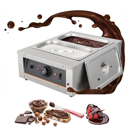 Takywep Chocolate Tempering Machine - 3.3L*2 Tanks, 18 Lbs Capacity, Temp Control 86~176℉, 1500W Stainless Steel Electric Food Warmer for Chocolate/Milk/Cream Melting