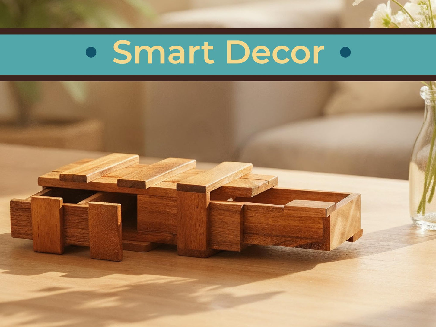 BSIRI Wooden Secret Money Puzzle Box Brain Teaser with Hidden Compartments Ideal Jewelry Stash 3D Lock Gift Card Wood Stash Holder for Cash Gifts Storage for Kids and Adults Double Magic Puzzles Boxes