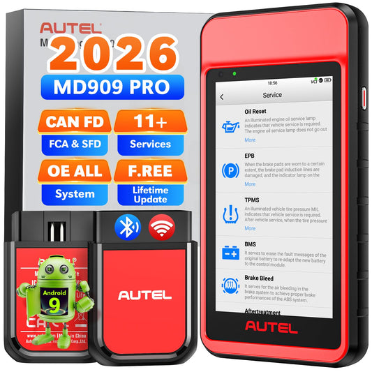 Autel MD909 PRO MaxiDiag OBD2 Scanner, 2026 MD909PRO BT Lite of MaxiCOM MK808S MX808S MK900, CAN FD, All System Diagnostic Tool, Up of MD906 PRO MD808 MD806, 11 Service, Battery Test, Free Update, FCA