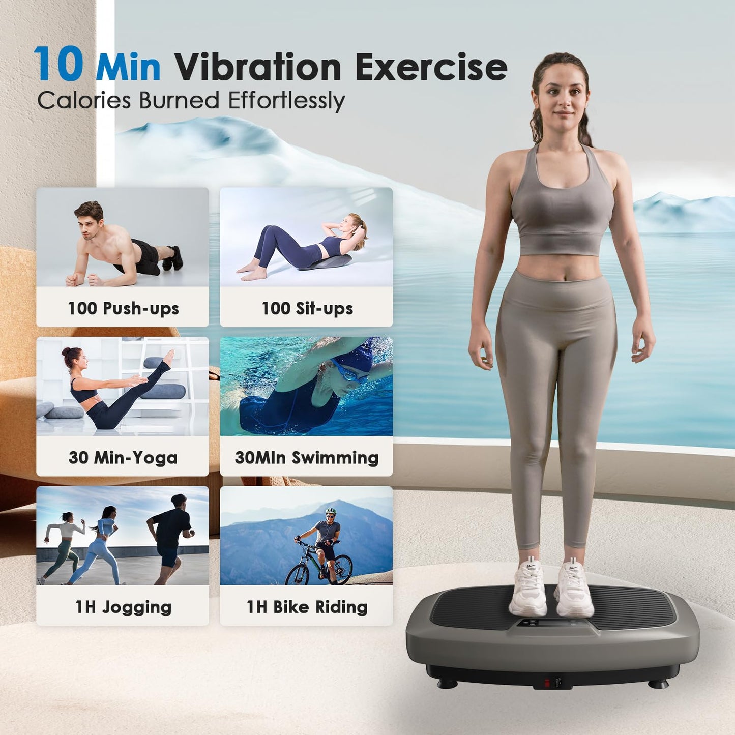 Natini Vibration Plate, Vibration Plate Exercise Machine 400lbs Capacity, Vibration Plate for Lymphatic Drainage with Bluetooth Speaker, Home Fitness Equipment for Weight Loss & Toning(Jumbo Size)