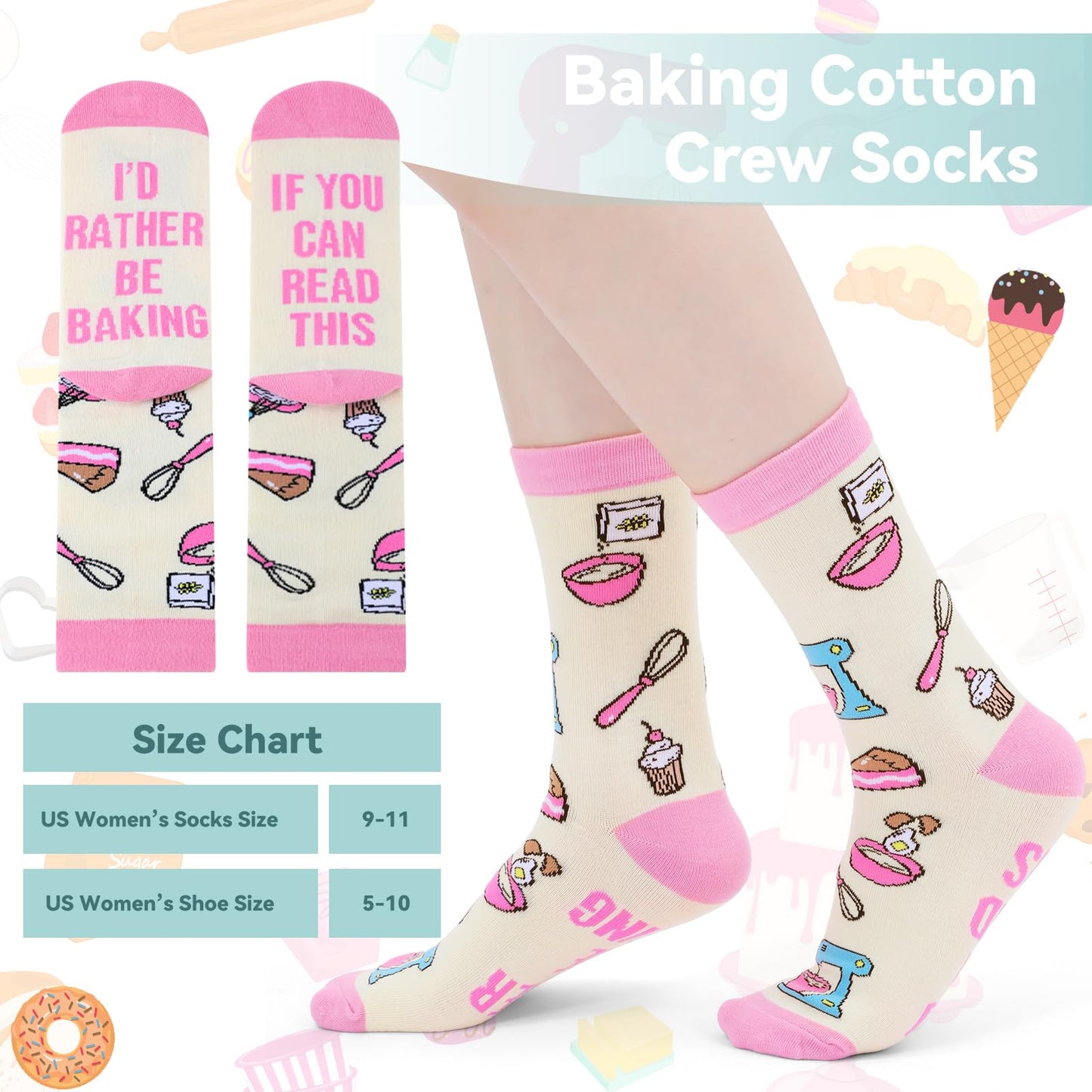 Berlune 4 Pcs Baking Gift Set for Women, Holiday Cooking Apron with Oven Mitts and Baking Socks Funny Gifts for Bakers Cooking Lovers Pastry Chefs Birthday Christmas Kitchen Supplies
