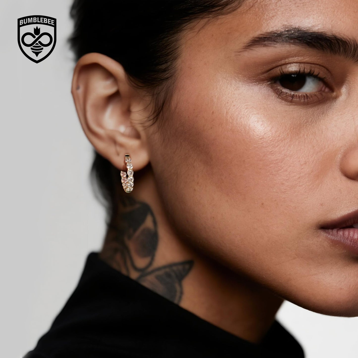 BUMBLEBEE Handmade 925 Sterling Silver Hoop Earrings for Women,14K Gold Plated with Italian 5A Lab Zirconia Hypoallergenic Tarnish-Resistant, Lightweight, Gift for Valentine's Birthday