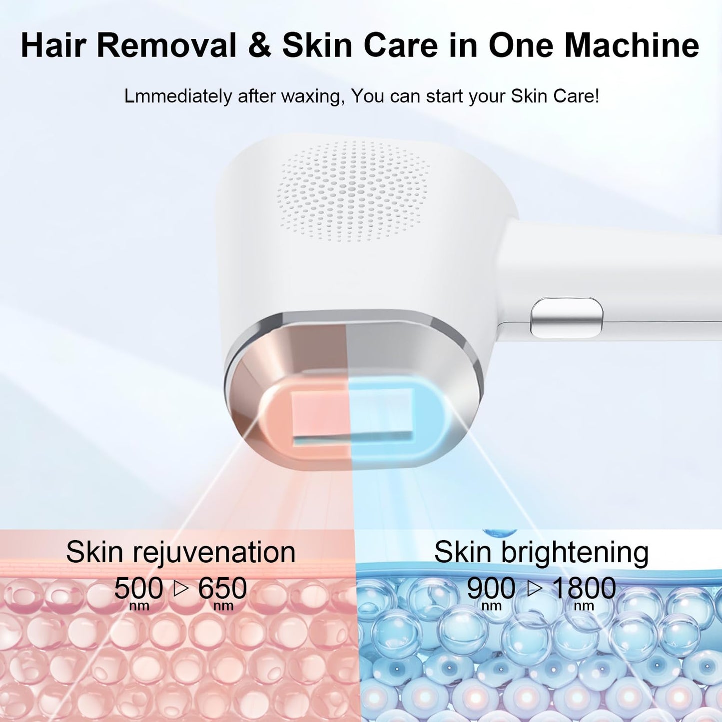 IPL Laser Hair Removal Device with Ice Cooling, 3-in-1 At-Home Hair Remover Device for Face Arms Legs Bikini Line, 999K Flashes for Women & Men