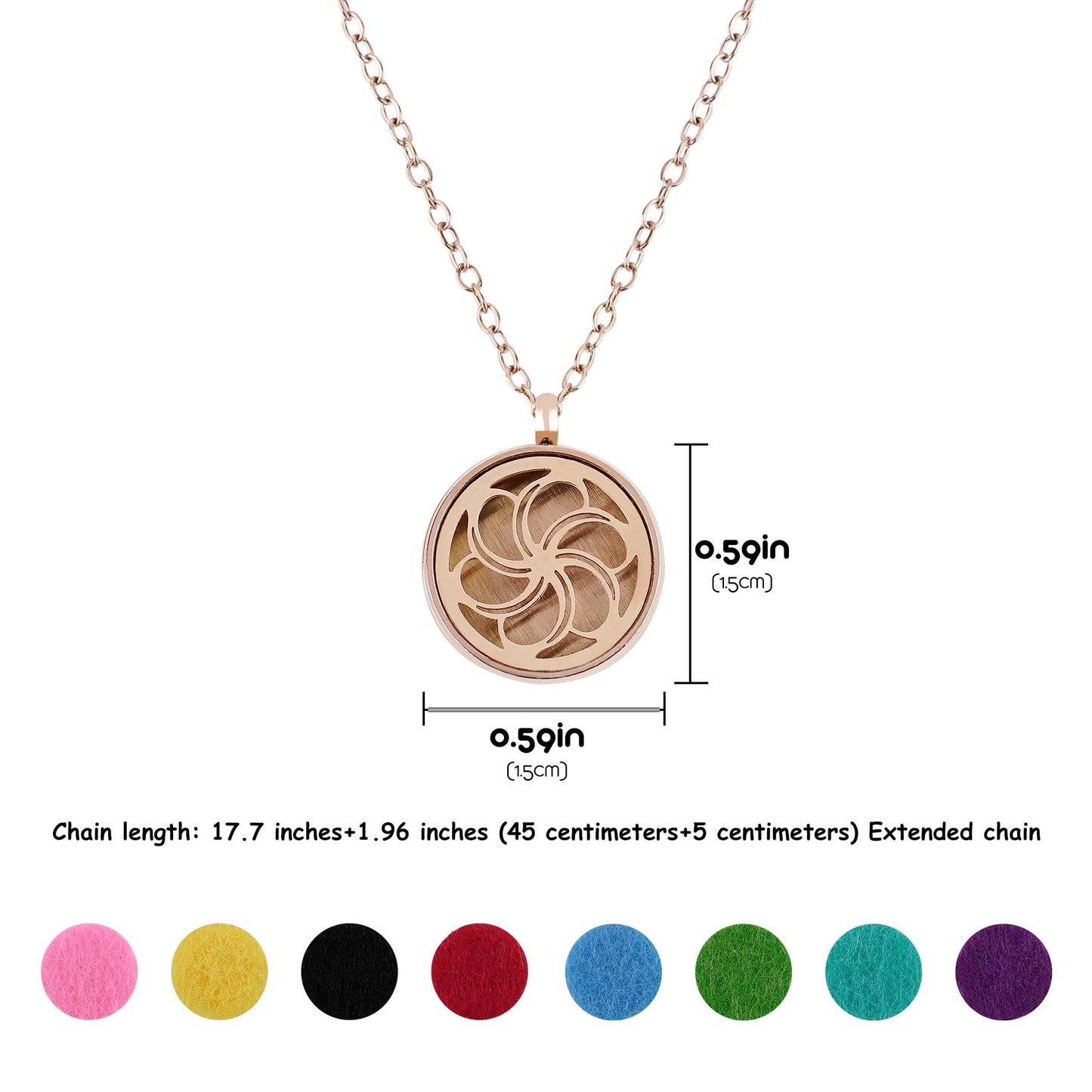 Biiange Aromatherapy Essential Oil Diffuser Necklace, Essential Oil Necklace, Essential Oil Diffuser Necklace for Women, with 8 Refill Pads and 20 Inch Adjustable Chain, for Women, Girls (Bauhinia)