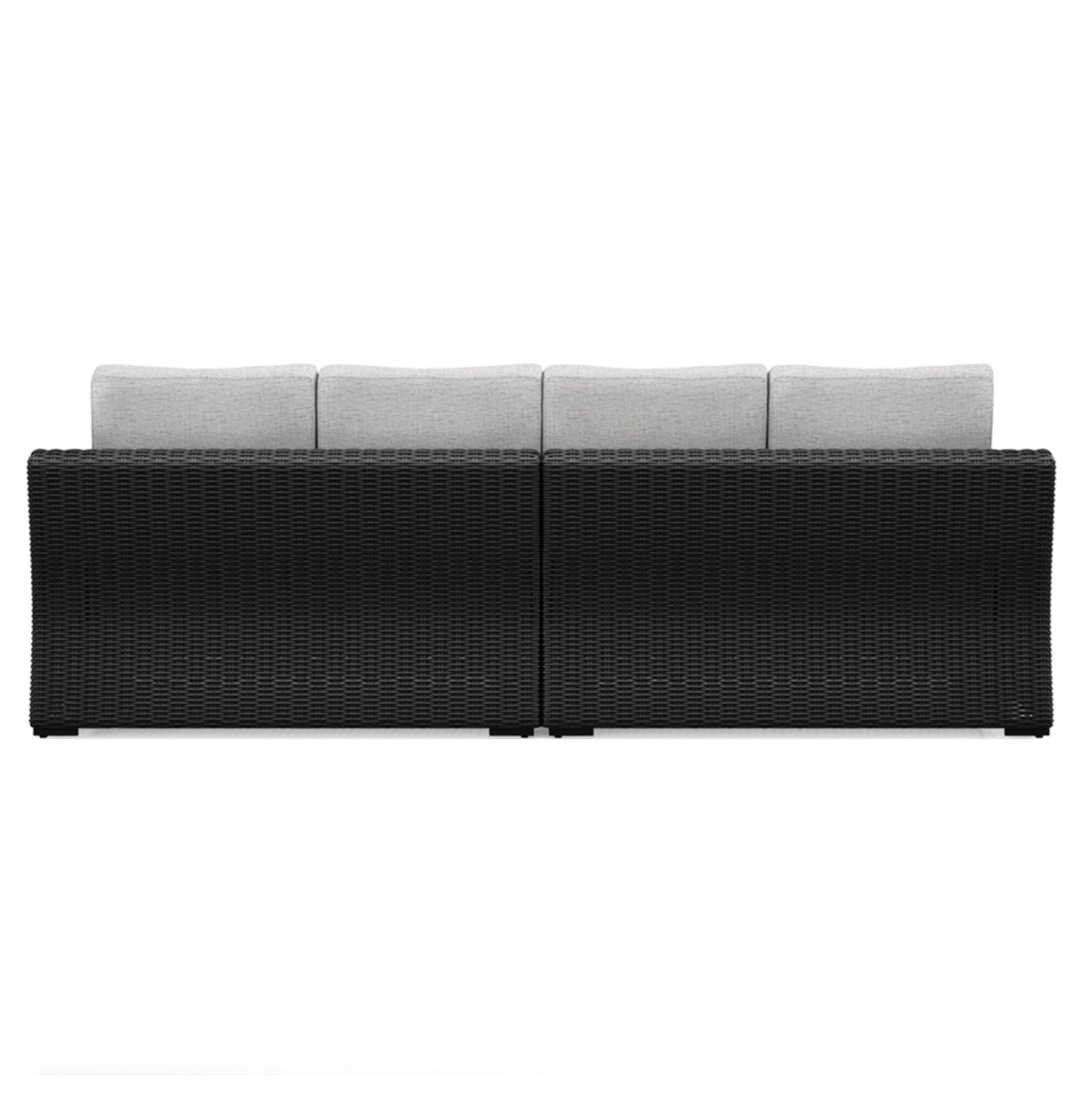 Signature Design by Ashley Beachcroft Casual Nuvella Weather Resistant Fabric 2-Piece Outdoor/Indoor Loveseat with Cushion and 4 Toss Pillows, Black & Light Gray