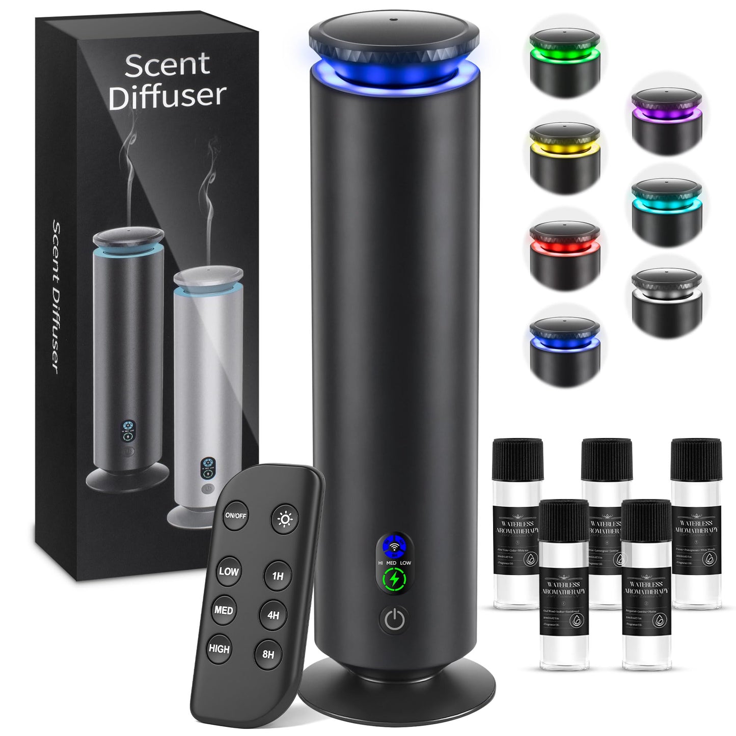 Hotel Scent Diffuser Starter Kit - 1000 Square Feet, 7 Ambient Light Settings, Includes 5 Essential Oils for Hotel Aromatherapy, Hotel Scent Diffuser,for Hotels, Homes, and Large Rooms
