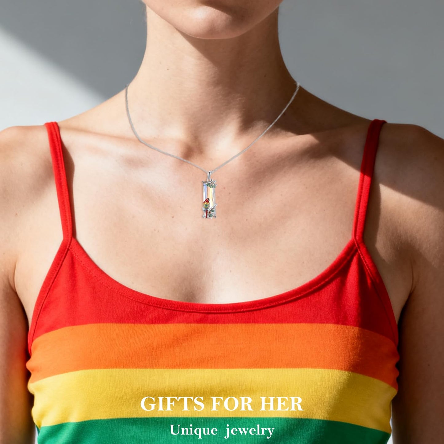 AENEAS Valentines Day Gifts for Women Her Bird Necklace 925 Sterling Silver Cute Parrot Crystal Pendant Necklaces Robin Bird Animal Jewelry Gifts for Women Wife Her