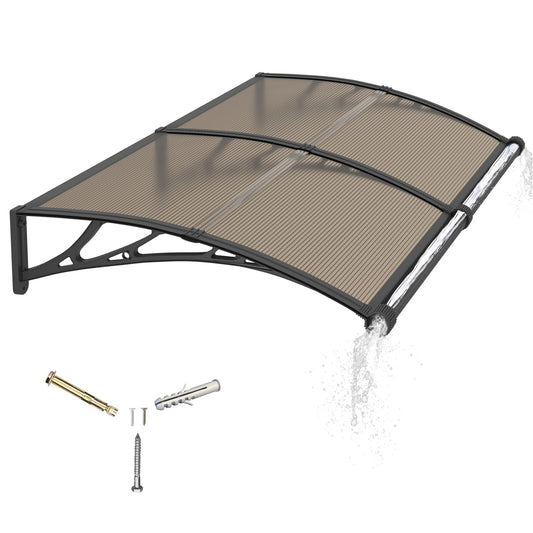 Awning for Door Entrance with Drainage Sink,32x80 Inch Awnings for Doors,Window Canopy Exterior with Plastic Steel Bracket,Polycarbonate Cover,UV,Rain,Snow Protection for House,Porch,Patio,Deck